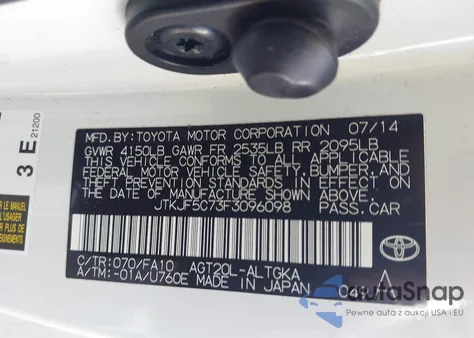 2015 Scion Tc from USA, damaged, VIN JTKJF5C73F3096098